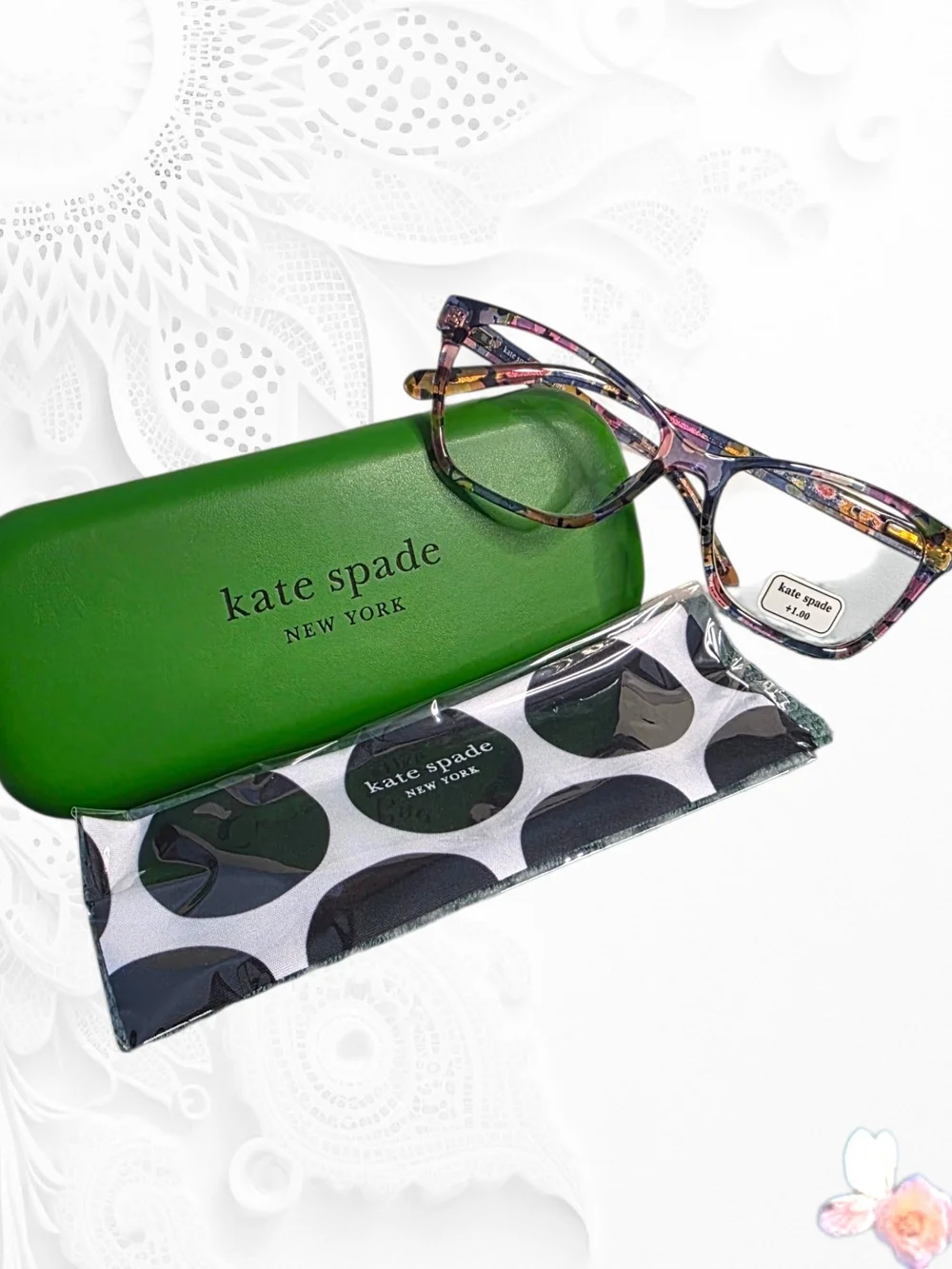 Kate Spade Pavao S6F +1.00 Reading Glasses Multicolor Pattern Hard Case Cloth